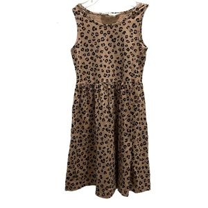 H & M Girls Sleeveless Dress with Animal Print Size Medium 100% cotton EUC